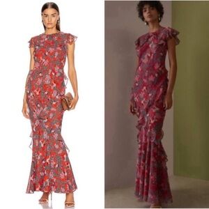 SALONI Tamara B Maxi Dress Gown in Ruby Jungle Monkey
Size US 0